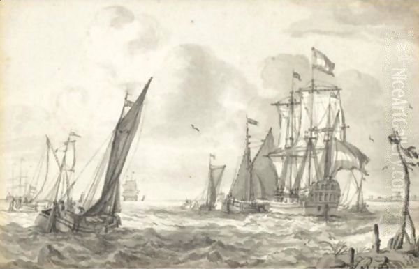 A Royal Yacht And Smaller Vessels On A Choppy Sea - view 1