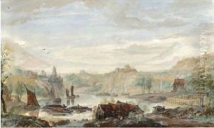 View Of The Rhine, With St. Goar And Burg Rheinfels by Abraham Rademaker