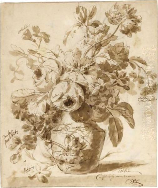Still Lifes, Of Peonies, Narcissi And Other Flowers, One With A Porphyry Vase - view 1