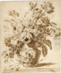Still Lifes, Of Peonies, Narcissi And Other Flowers, One With A Porphyry Vase by Willem van Leen