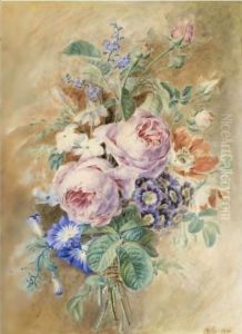 A Posy With Roses, Forget-Me-Nots And Convolvulus by Cornelis van Spaendonck