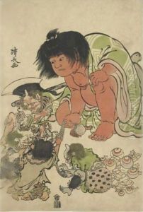 Boy with elfs by Torii Kiyonaga