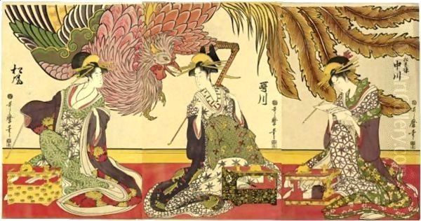 'Matsubaro Sanbijin Harimise' (Three Beauties On Display In The House Of Matsuba) - view 1