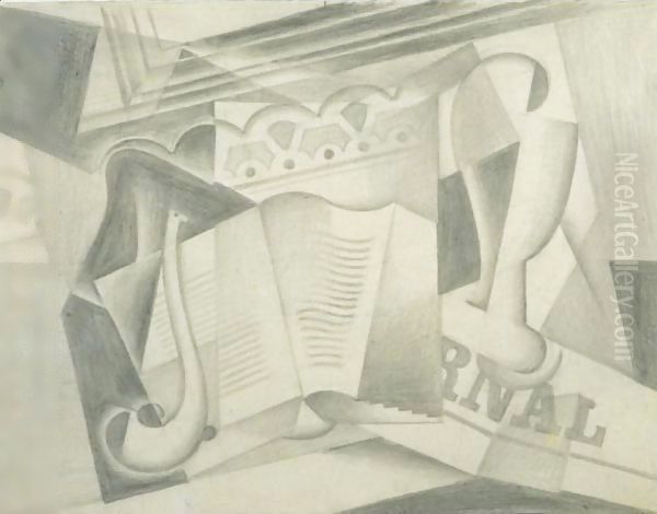Verre, Pipe Et Journal - view 1