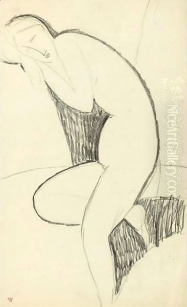 Femme Nue De Profil, Penchee En Avant, Endormie, La Tete Appuyee Sur Les Bras Replies - view 1