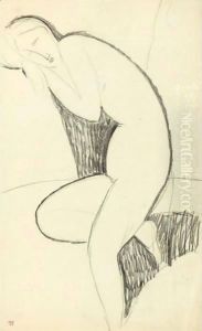 Femme Nue De Profil, Penchee En Avant, Endormie, La Tete Appuyee Sur Les Bras Replies by Amedeo Modigliani