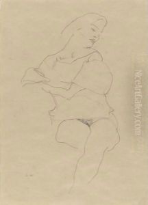 Sitzende Frau Mit Hochgeschobenem Rock (Seated Woman With Raised Skirt) by Egon Schiele