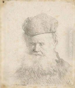 Bust Of An Old Man With A Fur Cap And Flowing Beard, Nearly Full Face, Eyes Direct