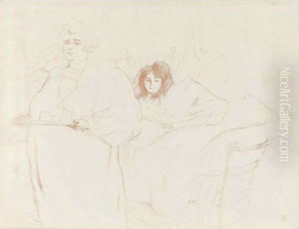 Femme Au Plateau, Petit Dejeuner, Madame Baron Et Mademoiselle Popo - view 1