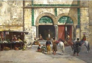 Outside The Mosque by Victor Pierre Huguet