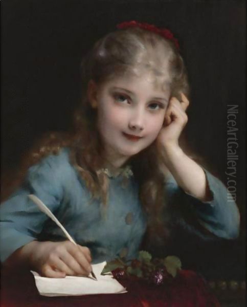A Young Girl Writing A Letter - view 1