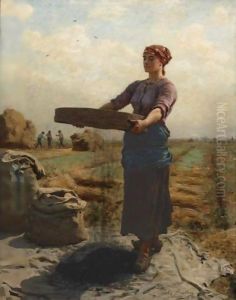 Peasant Woman Sifting Rapeseed (Cribleuse De Colza) by Jules Breton