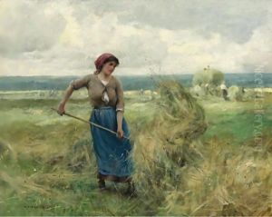 Woman Raking Hay