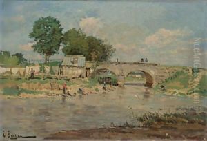 Laundry Day On The River by Edmond Marie Petitjean