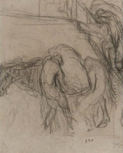 Peasants Unloading Sacks From A Horse - view 1