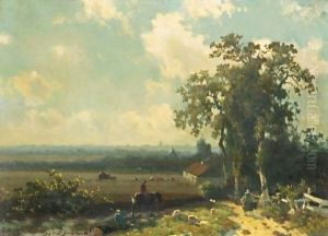 Figures In A Summer Landscape by Jan Hendrik Weissenbruch