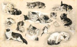 A Study Of Kittens by Henriette Ronner-Knip