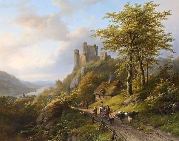 Figures Near A Ruin In A River Landscape - view 1