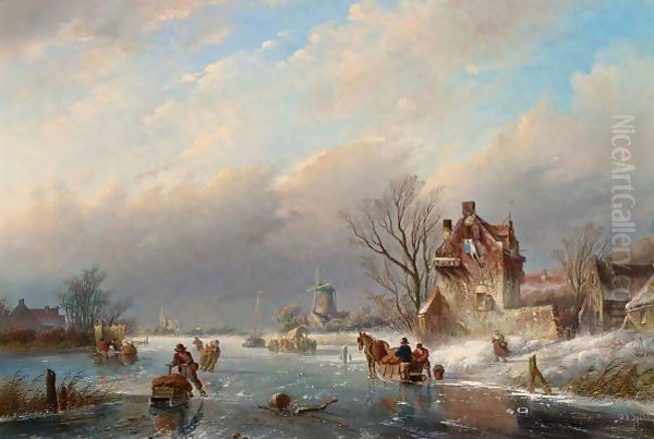Figures On The Ice In A Winter Landscape - view 1