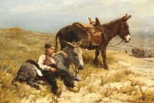 A Herdboy With Donkeys On Scheveningen Beach