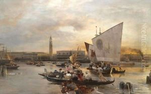 Blick Gen Dogenpalast Und St. Marco (View Of The Doges Palace And St. Mark'S) by Oswald Achenbach