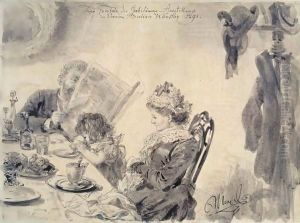 In The Cafe by Adolph von Menzel