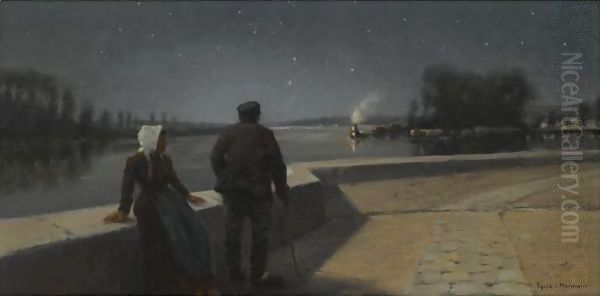 The Seine By Night Near Samois - view 1