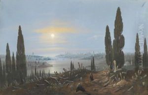 View Of Constantinople By Moonlight From Eyup by Carlo Bossoli