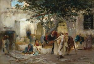 Courtyard In Algeria by Frederick Arthur Bridgman