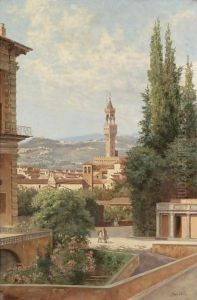 Florence, View Of The Palazzo Vecchio With Fiesole In The Distance Florence, View Of The Palazzo Vecchio With Fiesole In The Distance