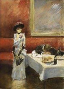Au Restaurant by Jean-Louis Forain