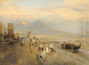 View Of Naples, Sunset by Oswald Achenbach