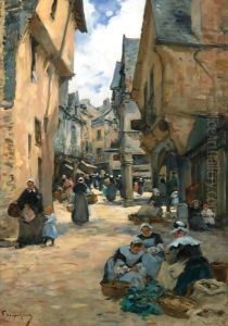 A Busy Street In Vire by Fernand Marie Eugene Legout-Gerard