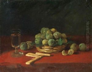 Still Life With Greenages, Biscuits And Glass by Francois Bonvin