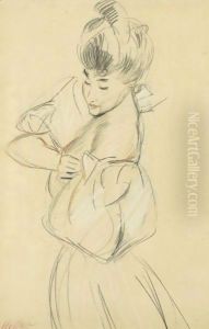 A Woman Side View Arranging Her Sleeve A Woman Side View Arranging Her Sleeve