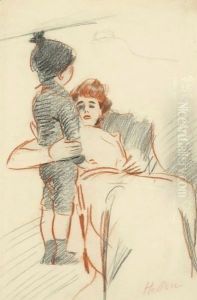Mrs Helleu And Her Son Jean by Paul Cesar Helleu