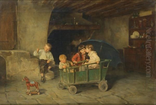Children Playing by Charles Bertrand D'entraygues