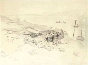 Preparatory Sketch For Barge Haulers Haulers On The Volga