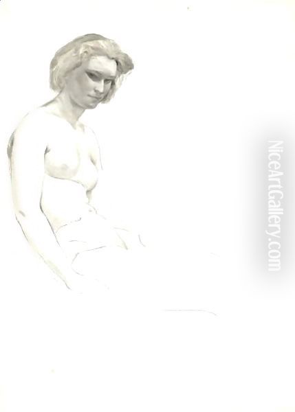 Sketch Of A Seated Nude - view 1