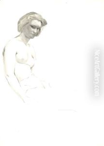 Sketch Of A Seated Nude by Sergei Vasil'evich Chekhonin