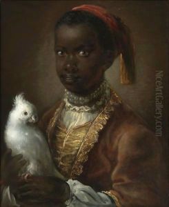 Portrait Of A Black Page With A White Parrot