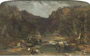 Extensive View Of A River Gorge by Charles Branwhite