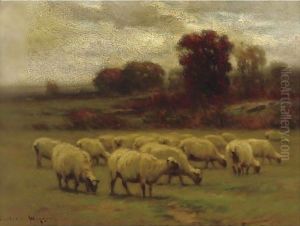 A Flock Of Sheep At Pasture by John Carleton Wiggins