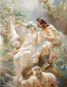 Allegorical Scene Depicting Painting From The Von Dervis Mansion by Konstantin Egorovich Egorovich Makovsky