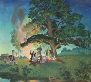 Picnic by Boris Kustodiev