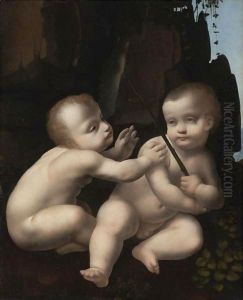 The Christ Child With The Infant St. John The Baptist by Marco D'Oggiono