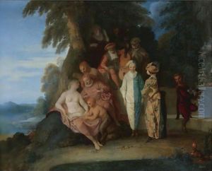 A Scene Inspired By The 'Commedia Dell'Arte' by Claude Gillot