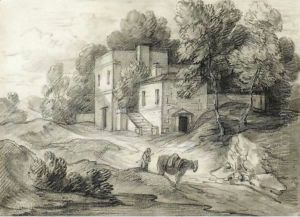 Wooded Landscape With Mansion, Figure And Packhorse Wooded Landscape With Mansion, Figure And Packhorse