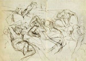 Studies Of Reclining Figures by Johann Henry Fuseli