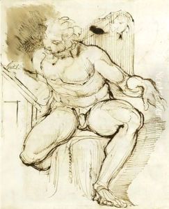 A Seated Male Nude by Johann Henry Fuseli